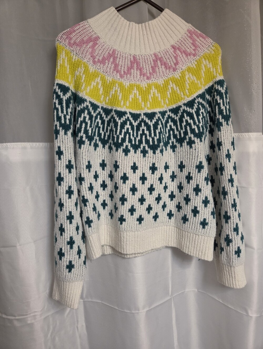 Women's Old Navy Knit Sweater - Pink, Yellow & Teal